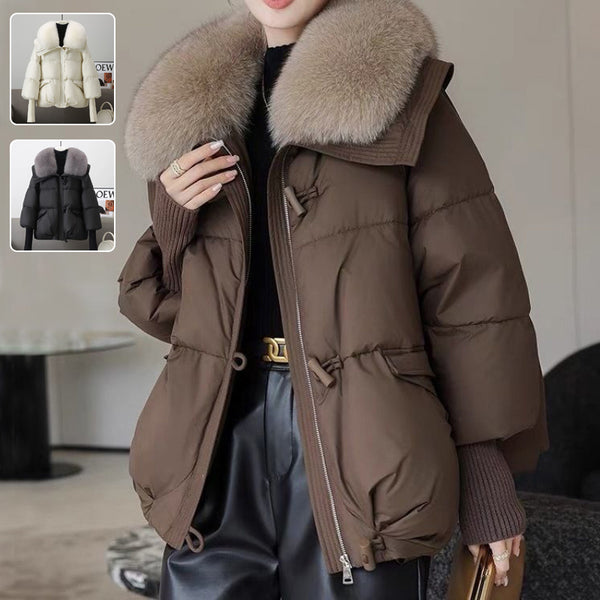 Down Cotton-padded Jacket Women's Short Fur Collar Thickened Coat